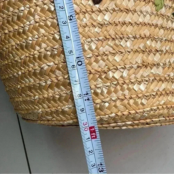 Unbranded Woven  Straw Raffia Beach Large Lined Floral Sequins‎ Tote Basket - Picture 13 of 15